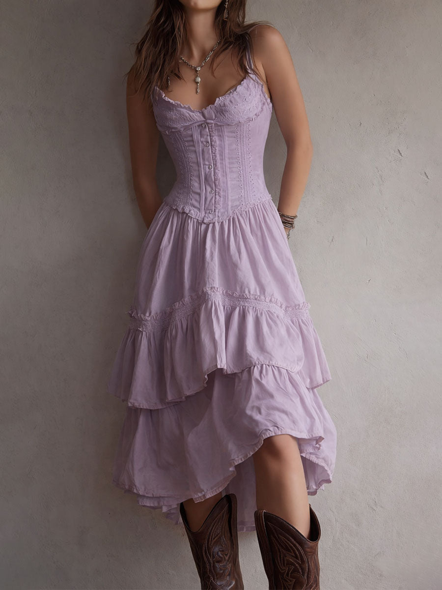 Delphine | White Corset Tiered Maxi Dress