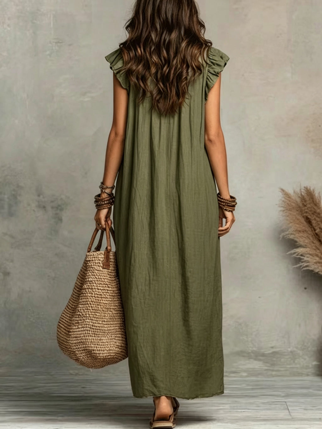 Philippa | Blue Linen Maxi Dress