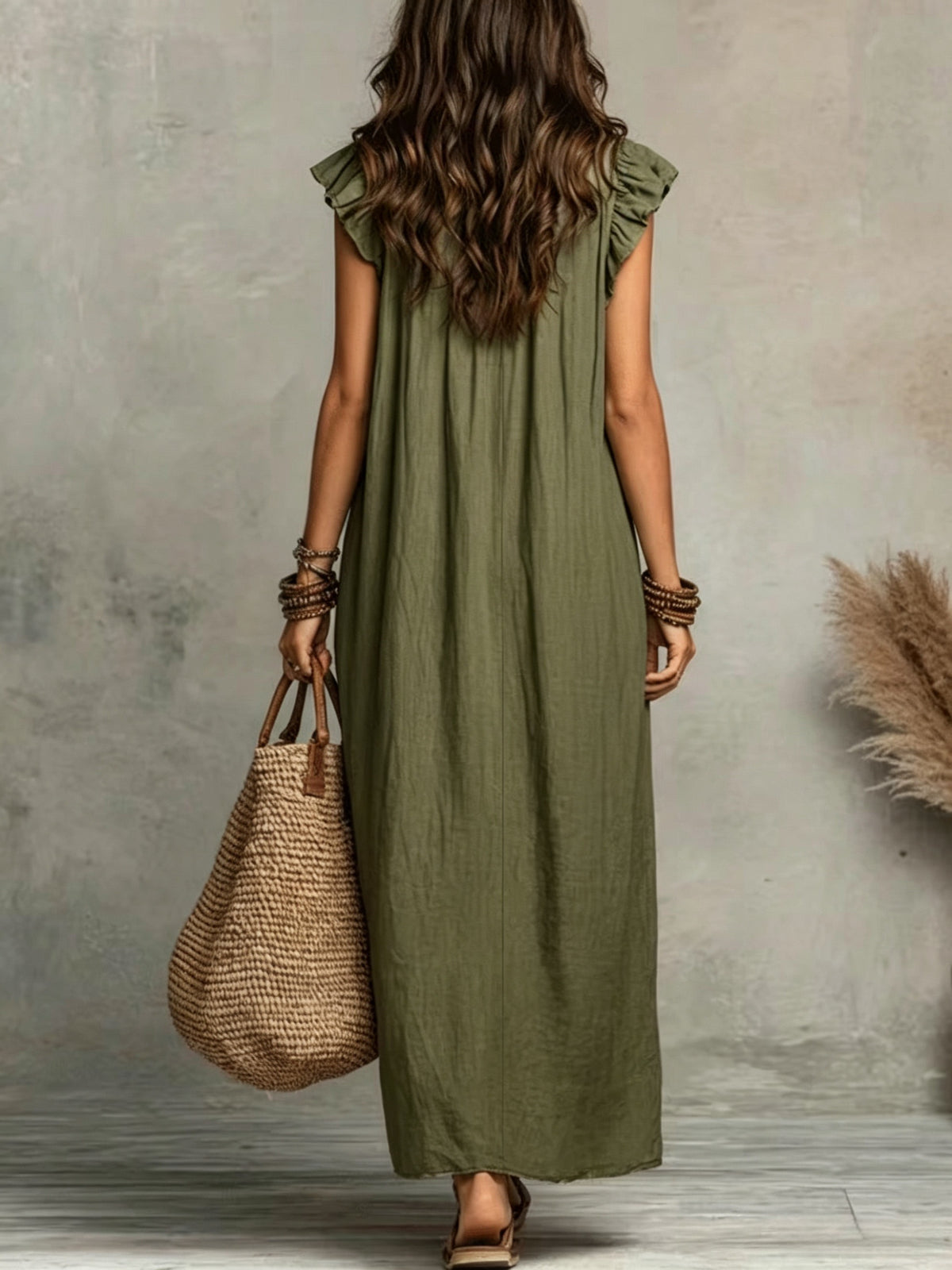 Philippa | Blue Linen Maxi Dress