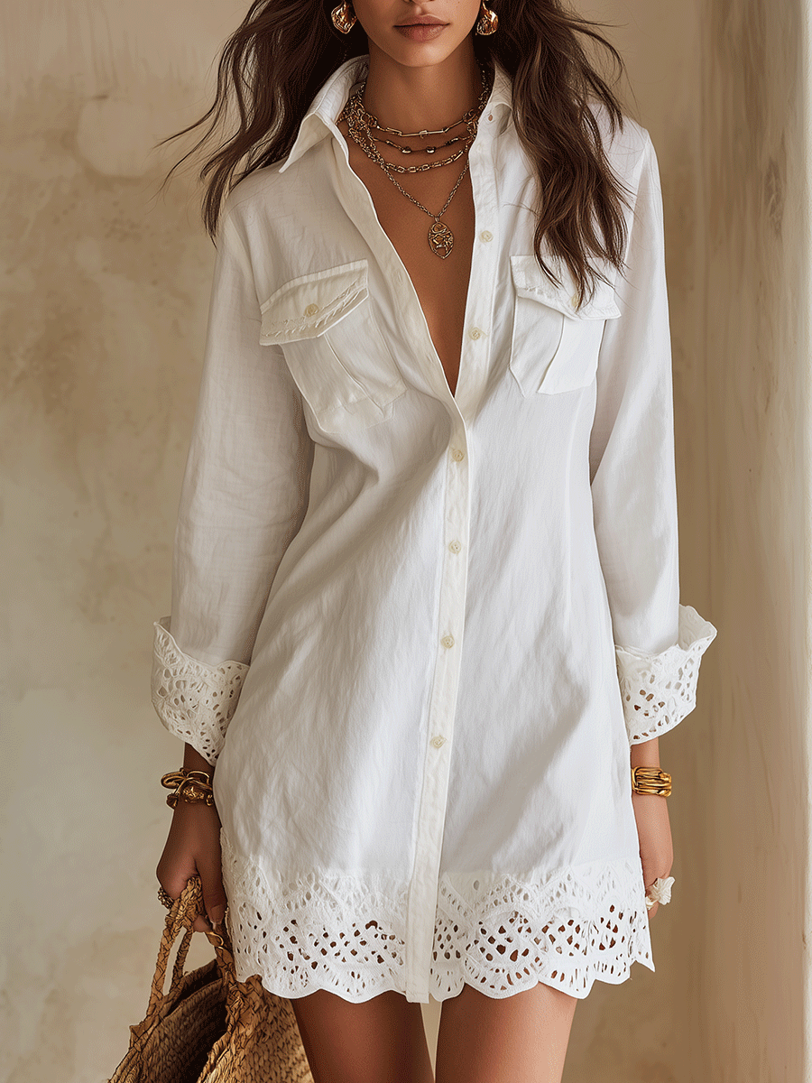 Coraline | White Eyelet Resort Mini Dress