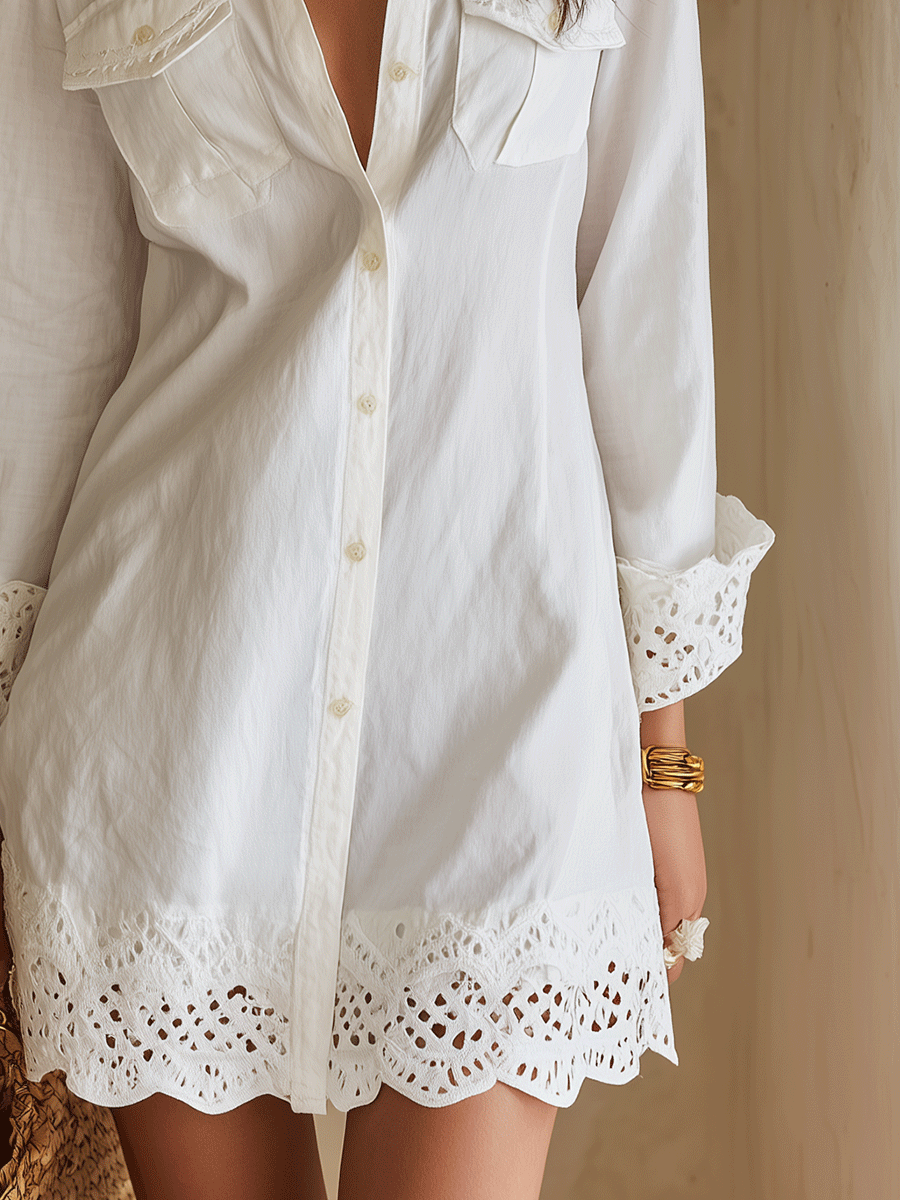 Coraline | White Eyelet Resort Mini Dress