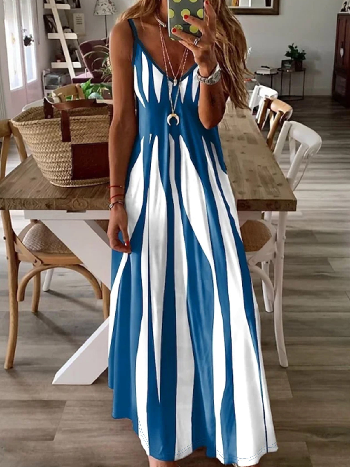 Beatrix | Blue Striped Maxi Dress