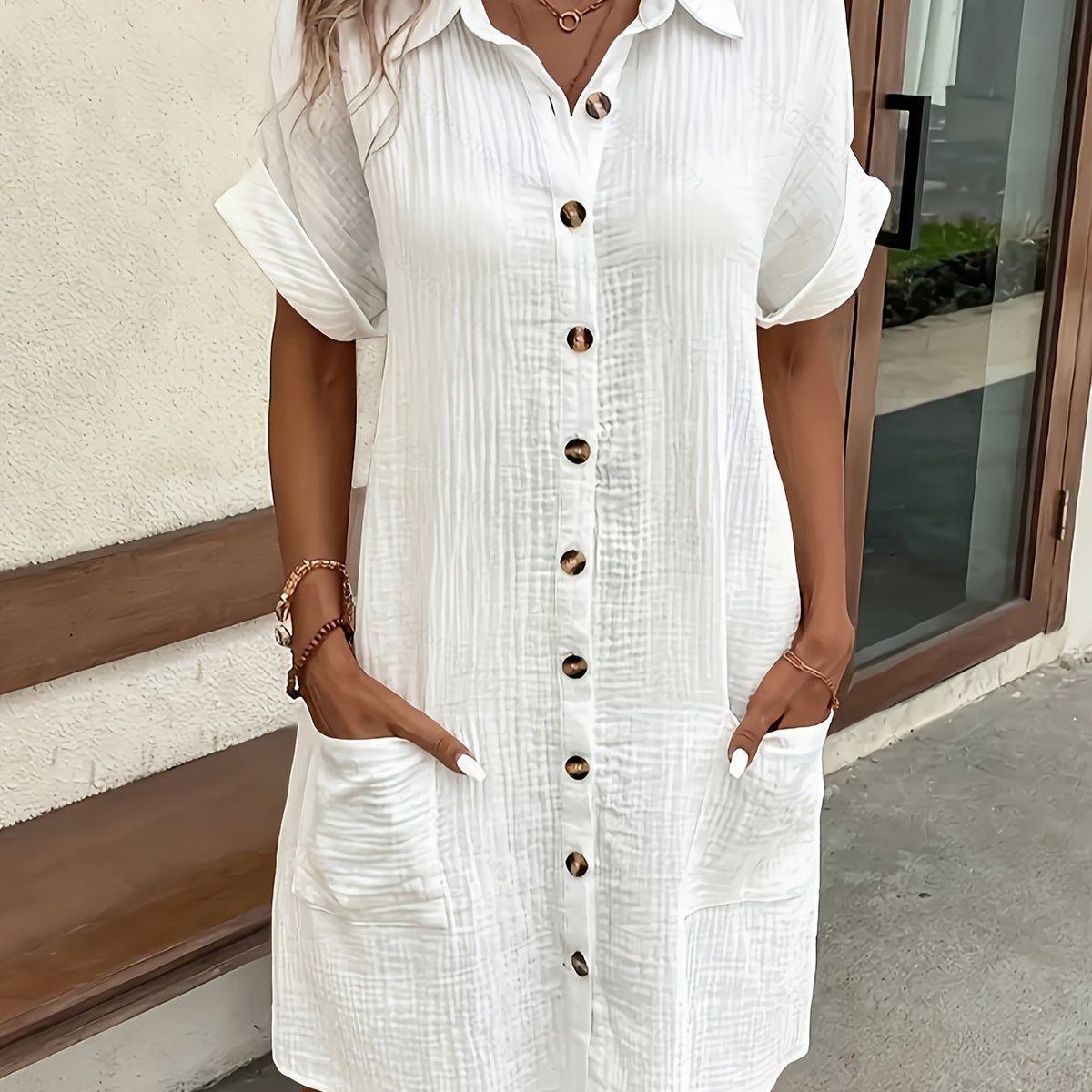Camille | Blue Button-Front Midi Dress