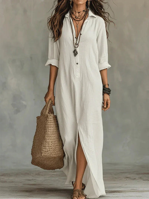 Celine | Black Button-Front Maxi Dress