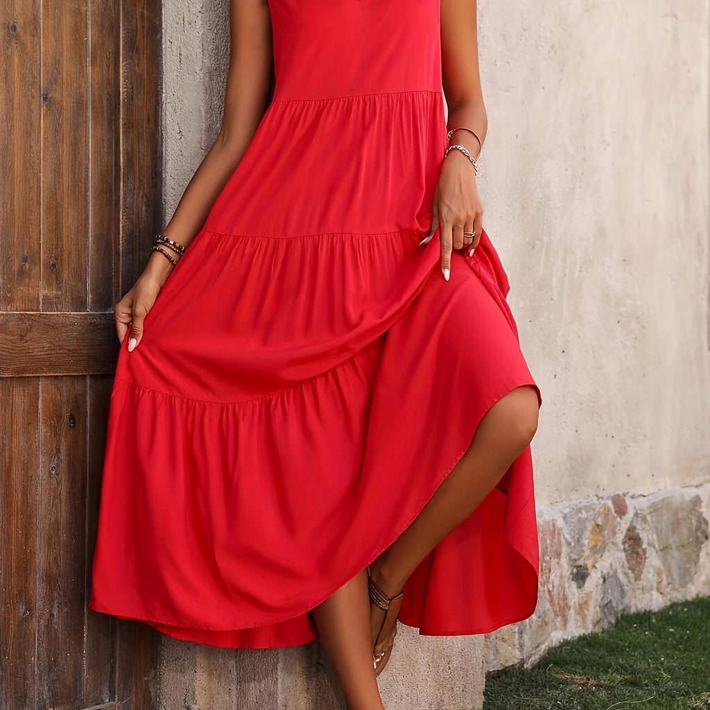 Imogen | Red Layered Maxi Dress