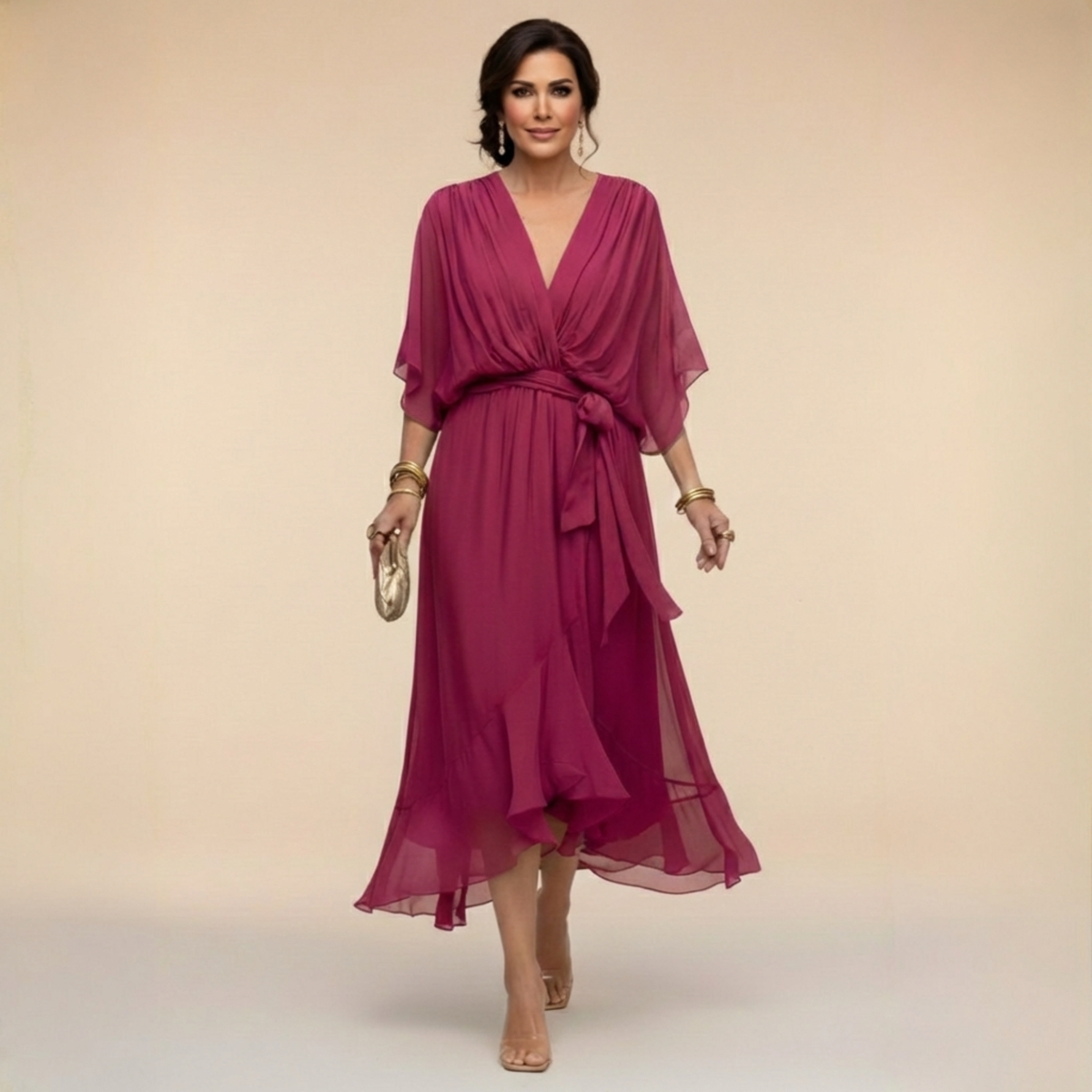 Vienna | Olive Wrap Long Sleeve Maxi Dress