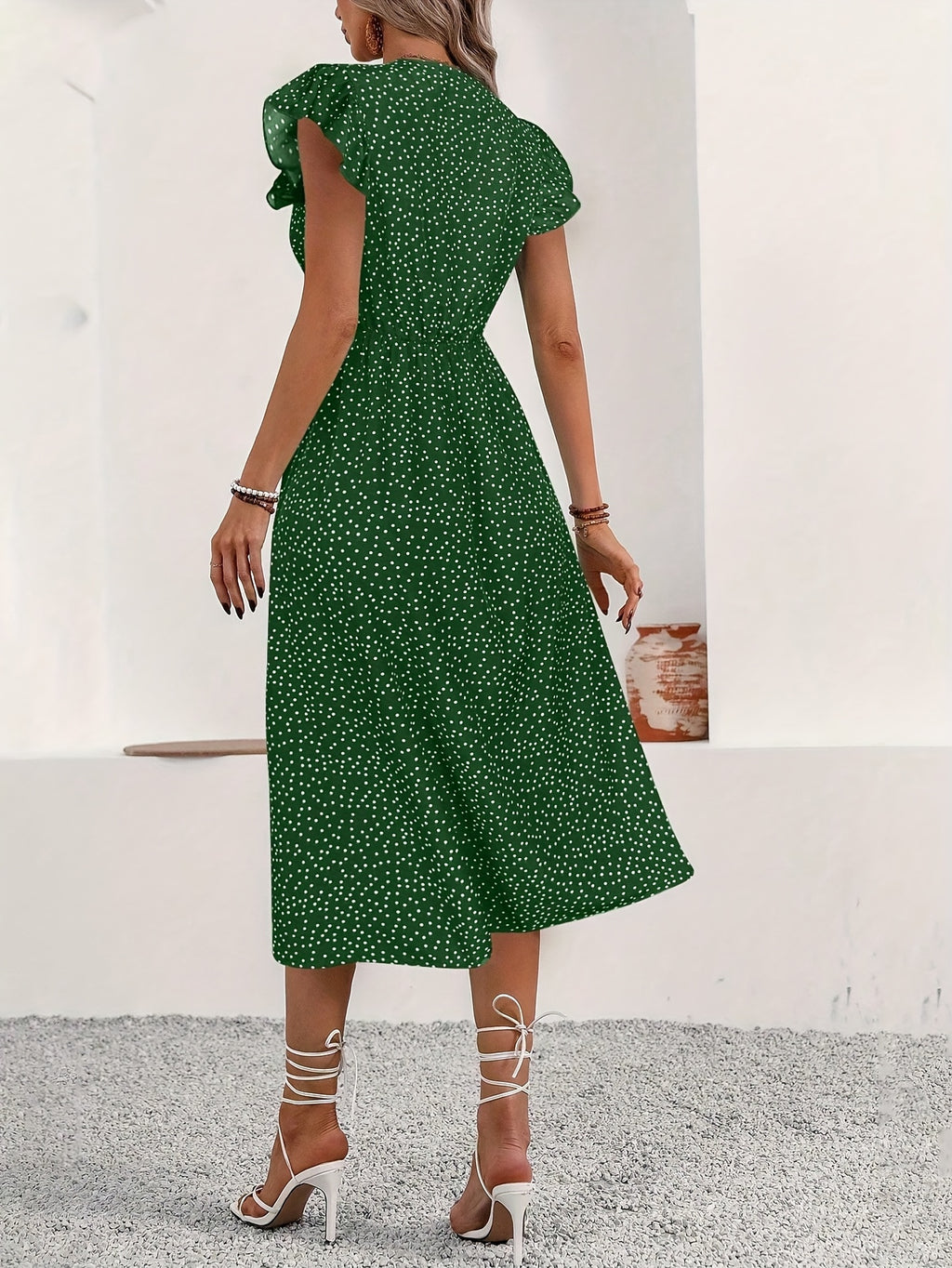 Persephone | Polka Dot Ruffle Maxi Dress