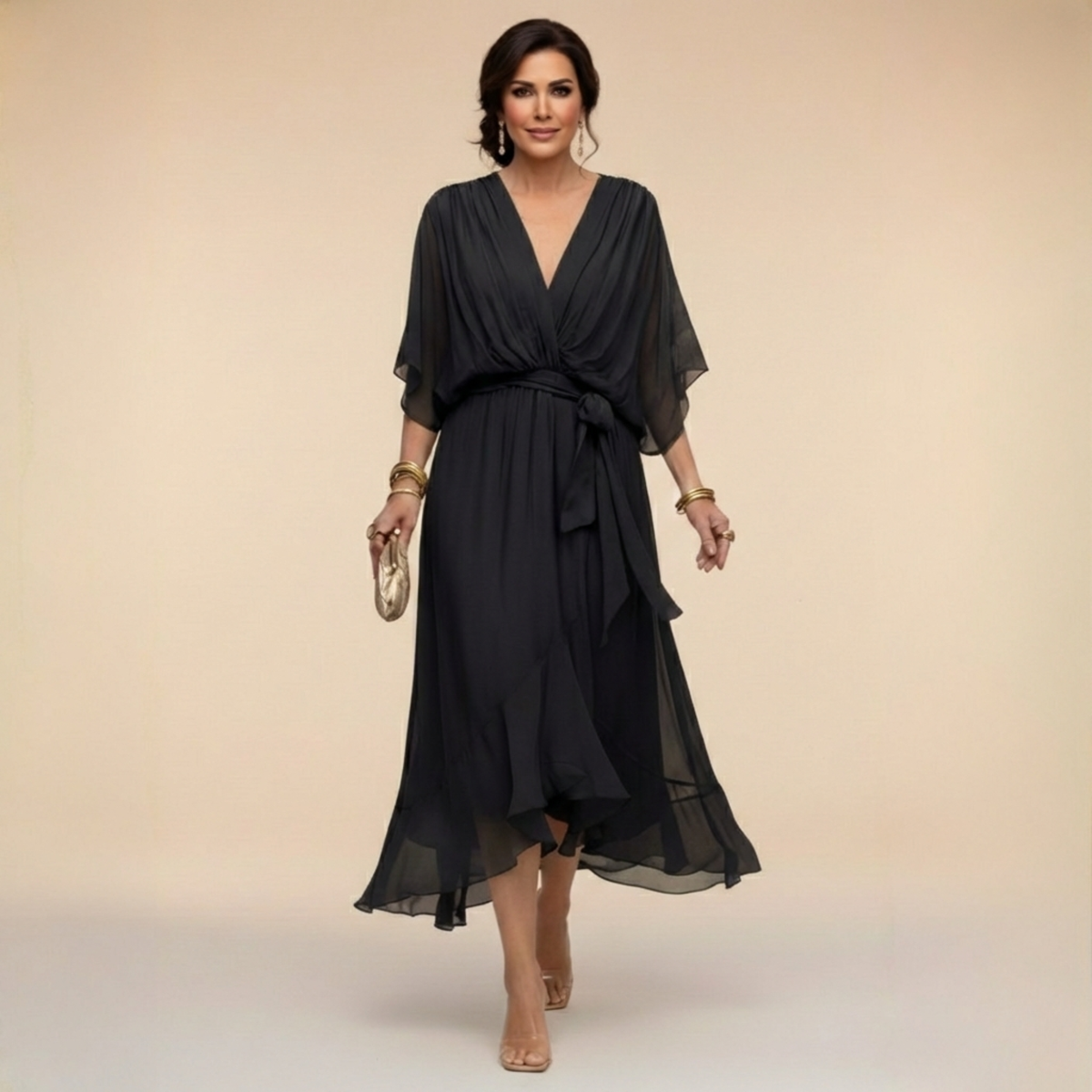Vienna | Olive Wrap Long Sleeve Maxi Dress