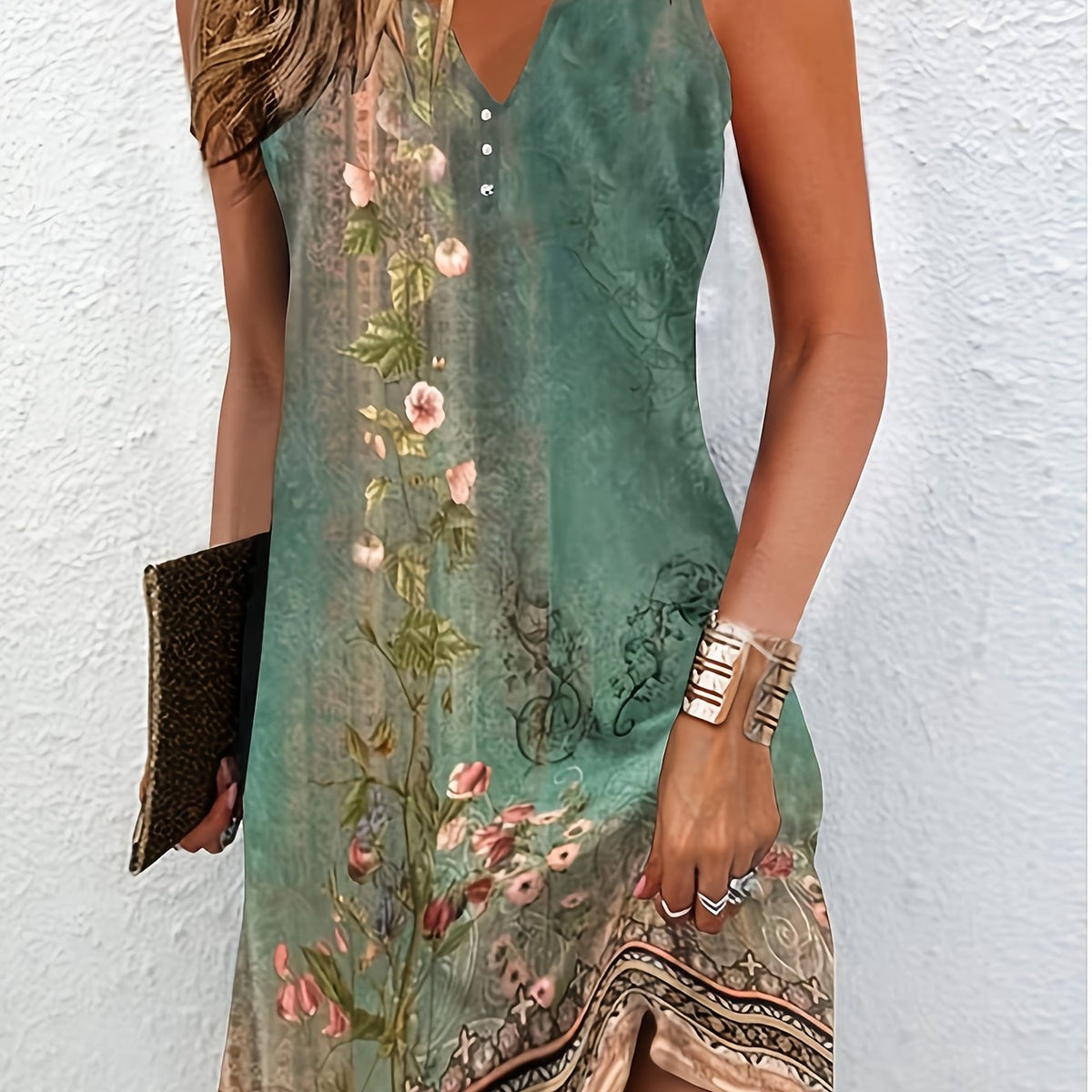 Lavinia | Green Floral Midi Dress