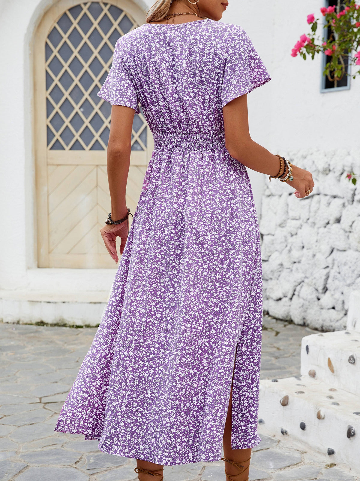 Cordelia | Lavender Floral Slit Maxi Dress