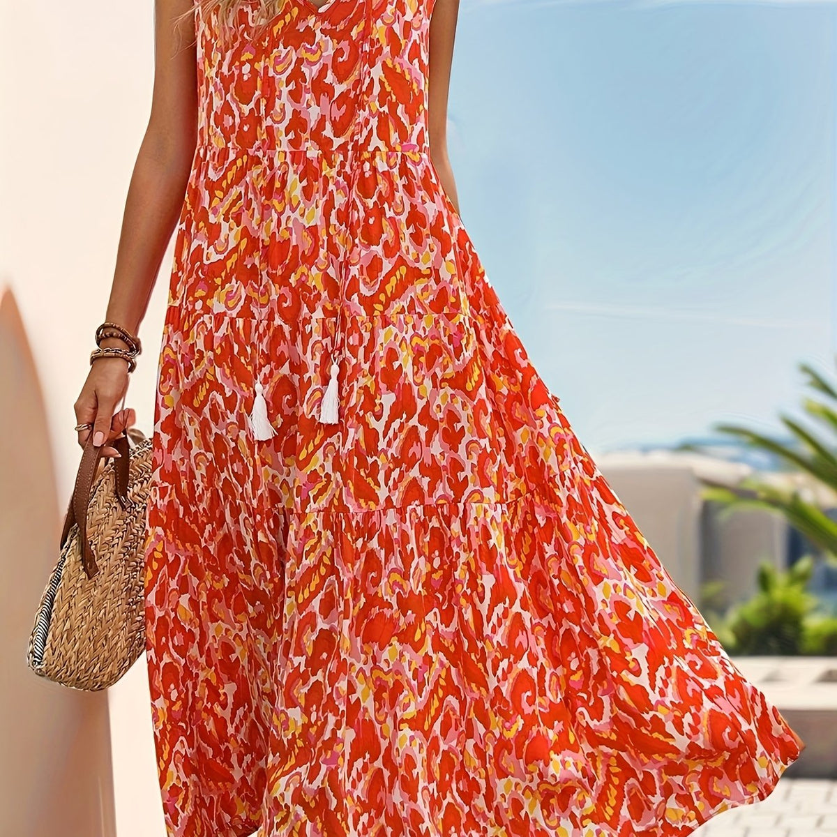 Elowen | Green Tropical Print Maxi Dress