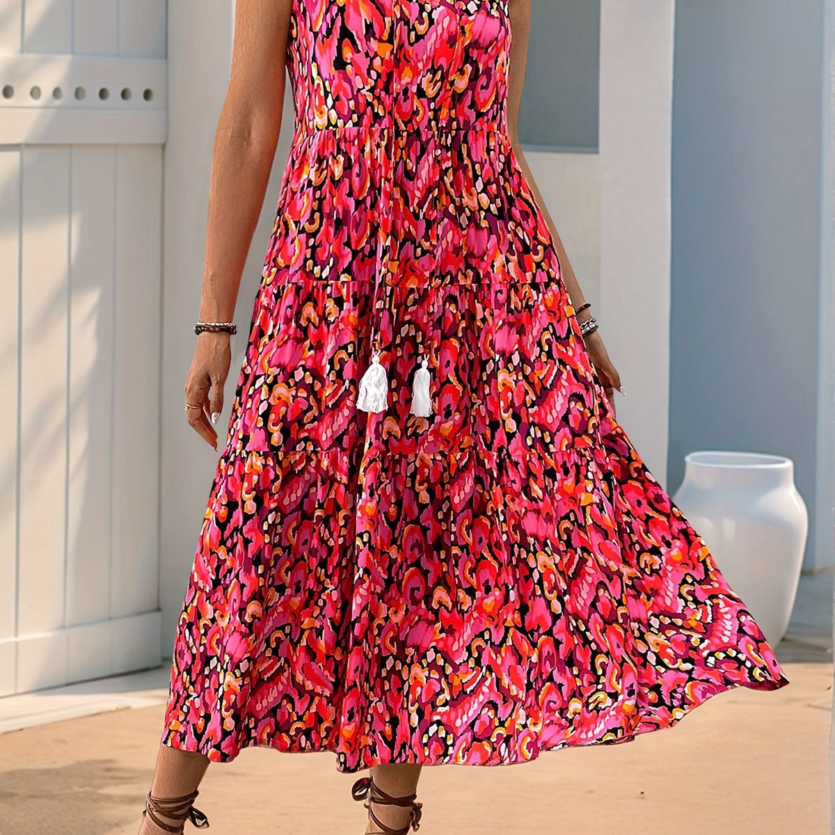 Elowen | Green Tropical Print Maxi Dress