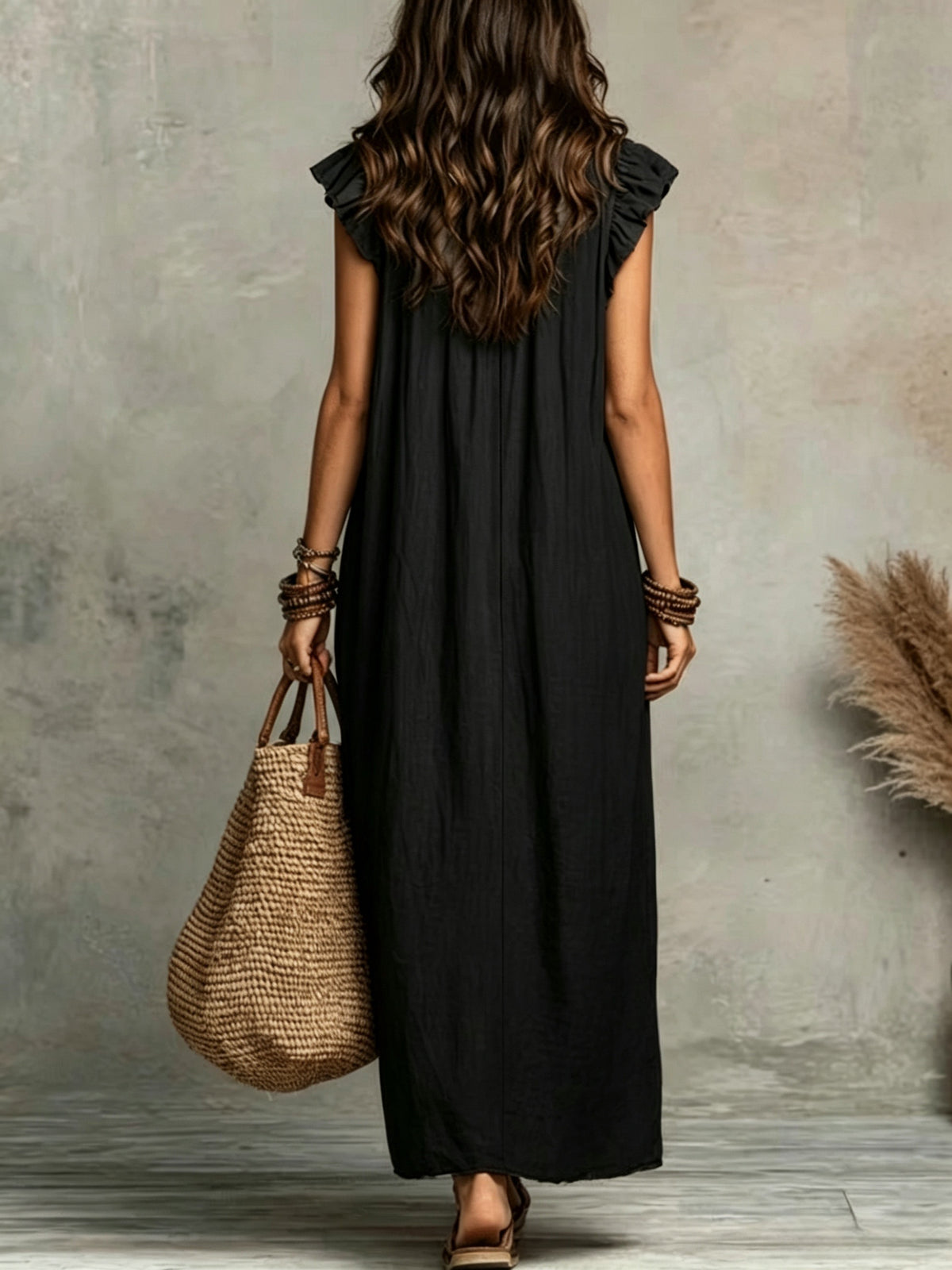 Philippa | Blue Linen Maxi Dress