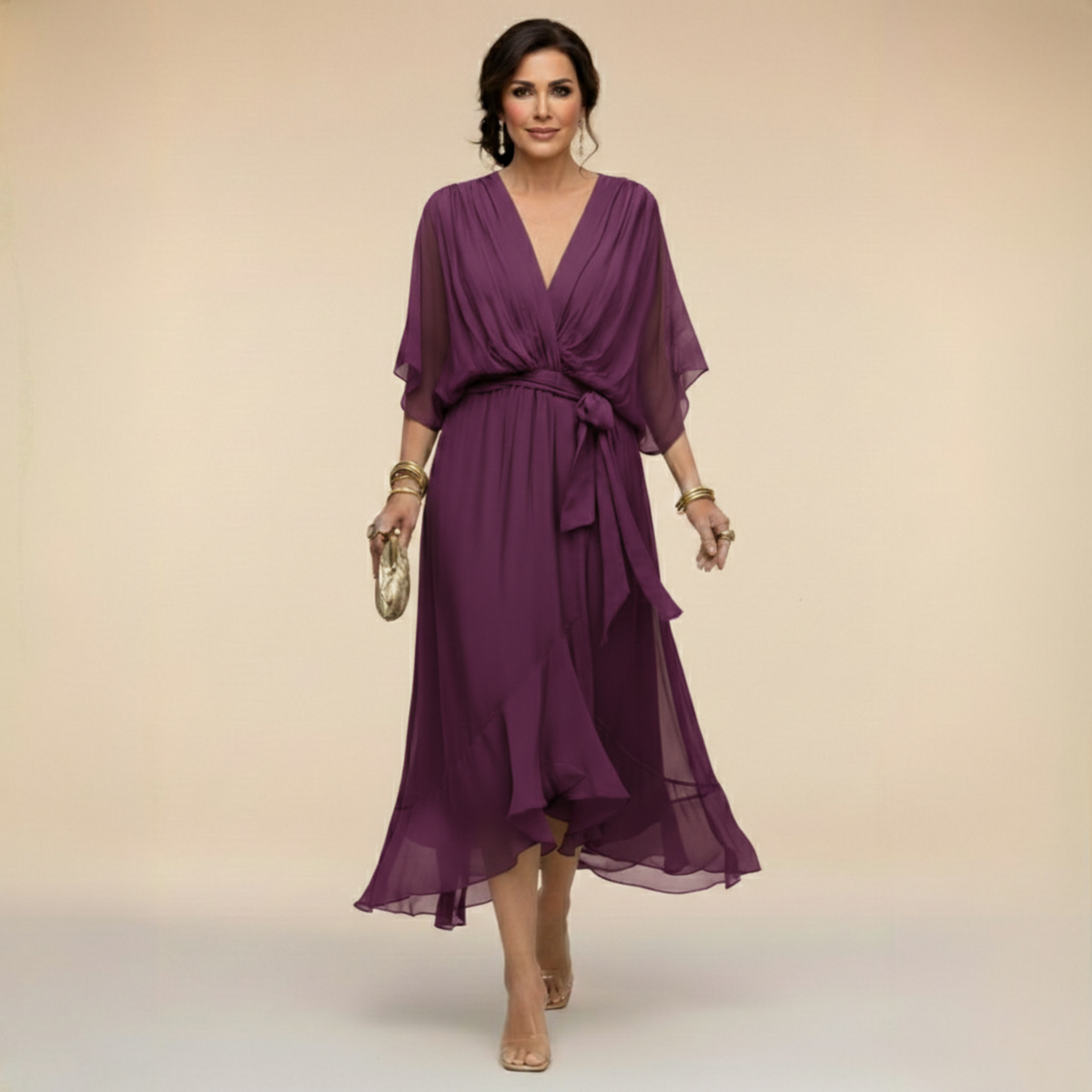 Vienna | Olive Wrap Long Sleeve Maxi Dress
