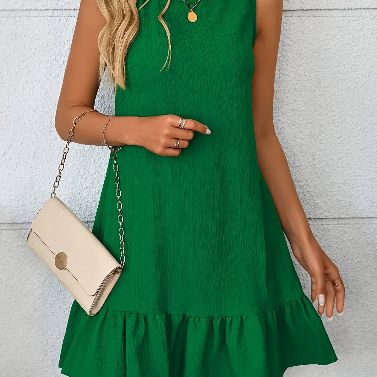 Genevieve | Mint Green Tiered Midi Dress
