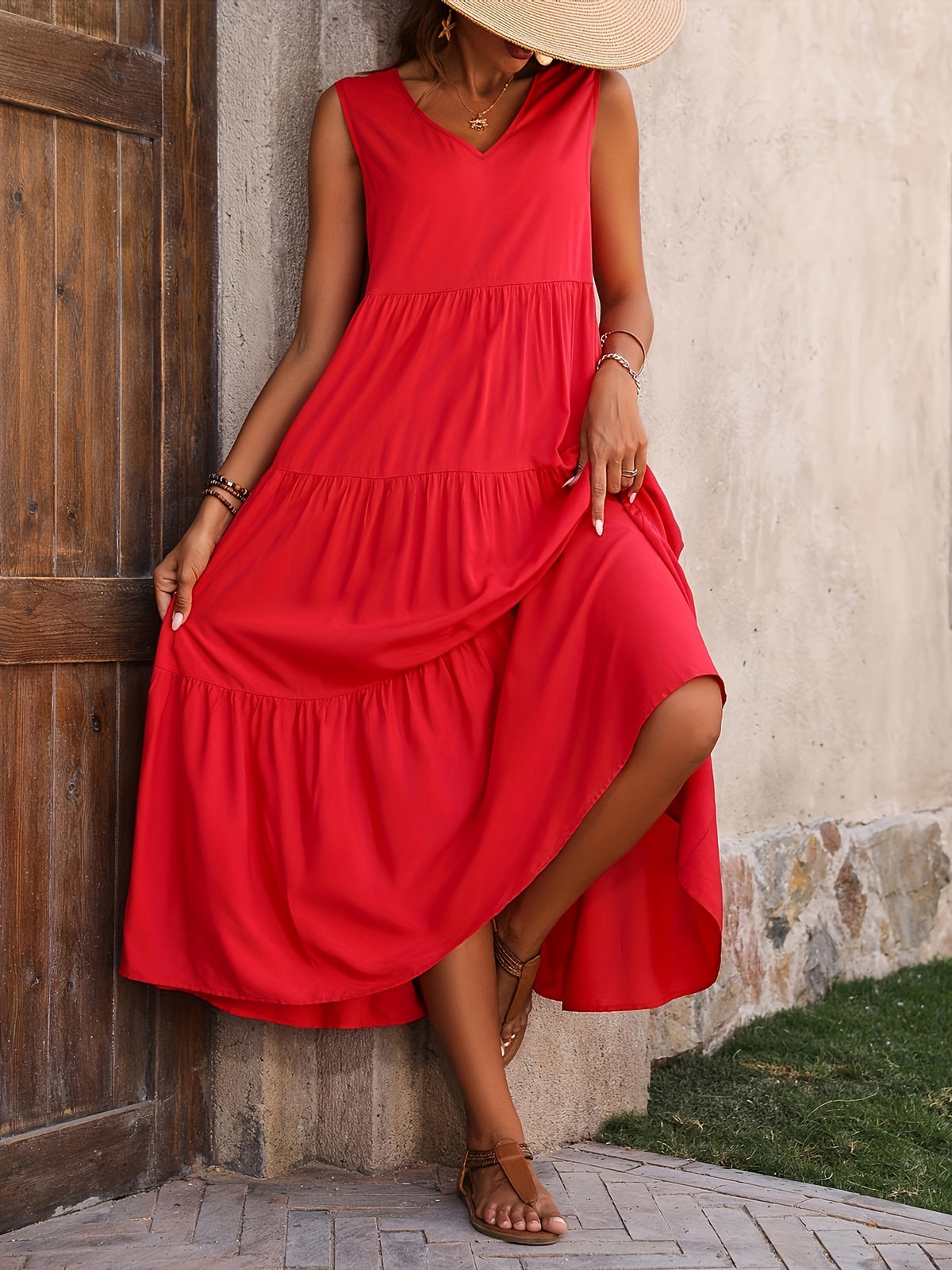 Imogen | Red Layered Maxi Dress