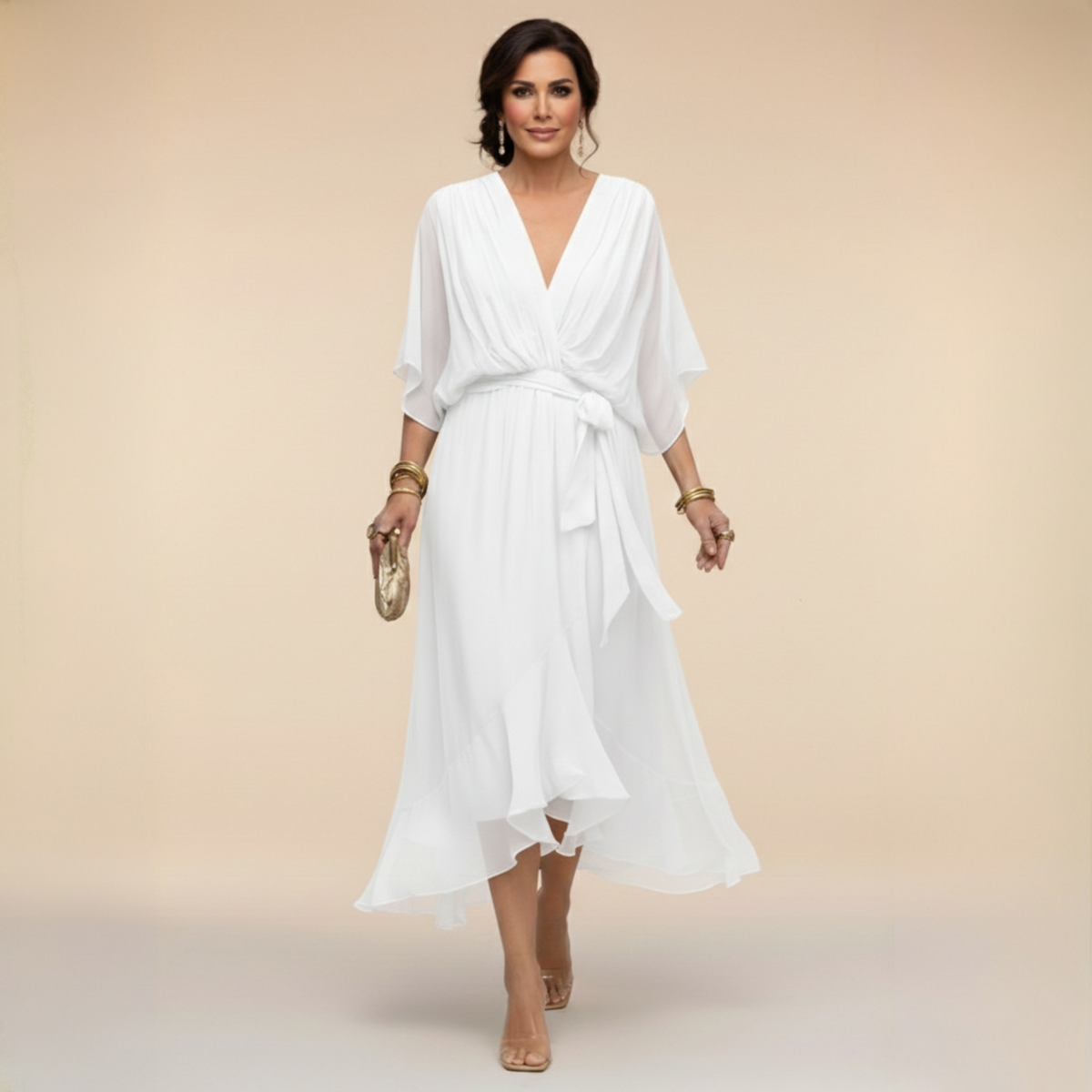 Vienna | Olive Wrap Long Sleeve Maxi Dress