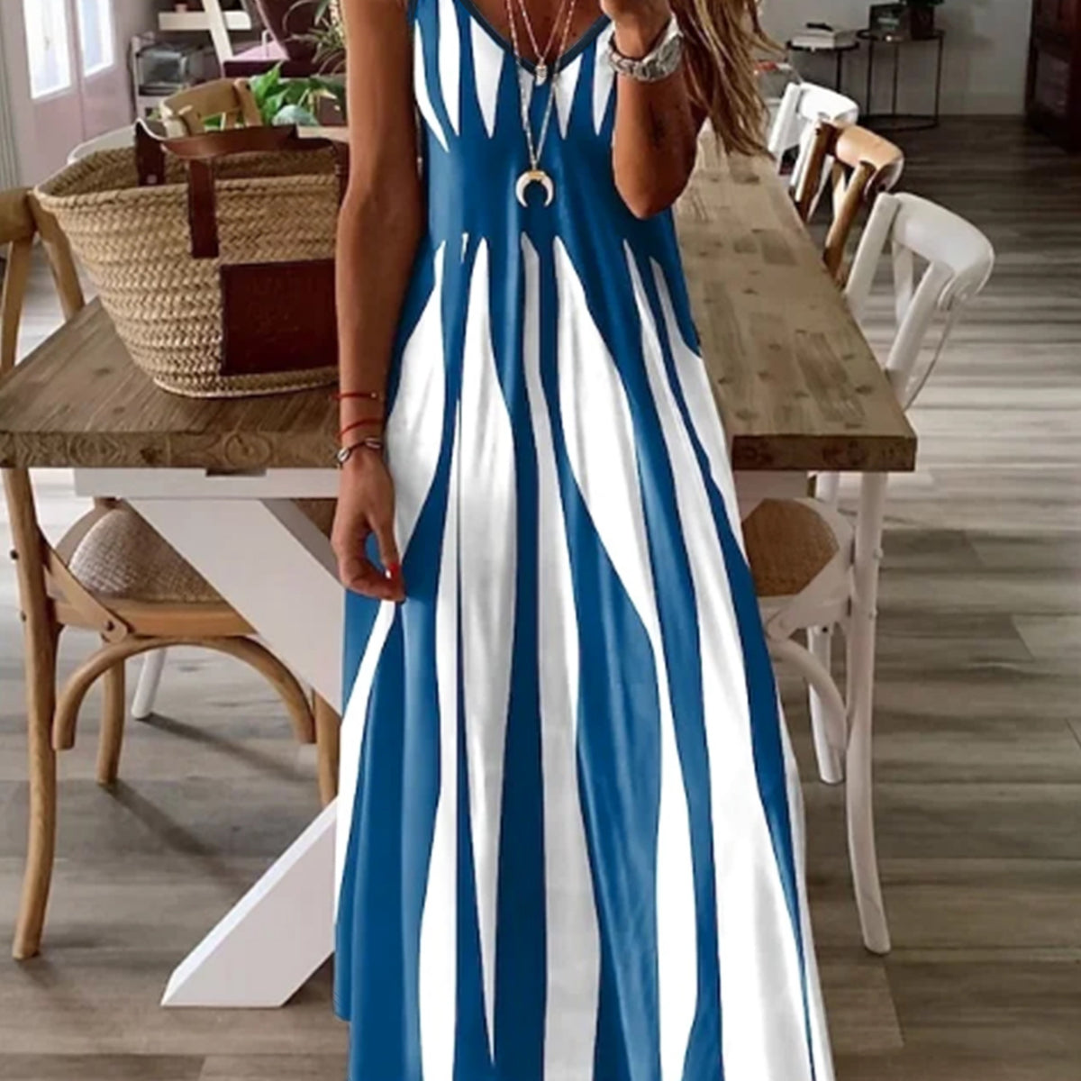 Beatrix | Blue Striped Maxi Dress