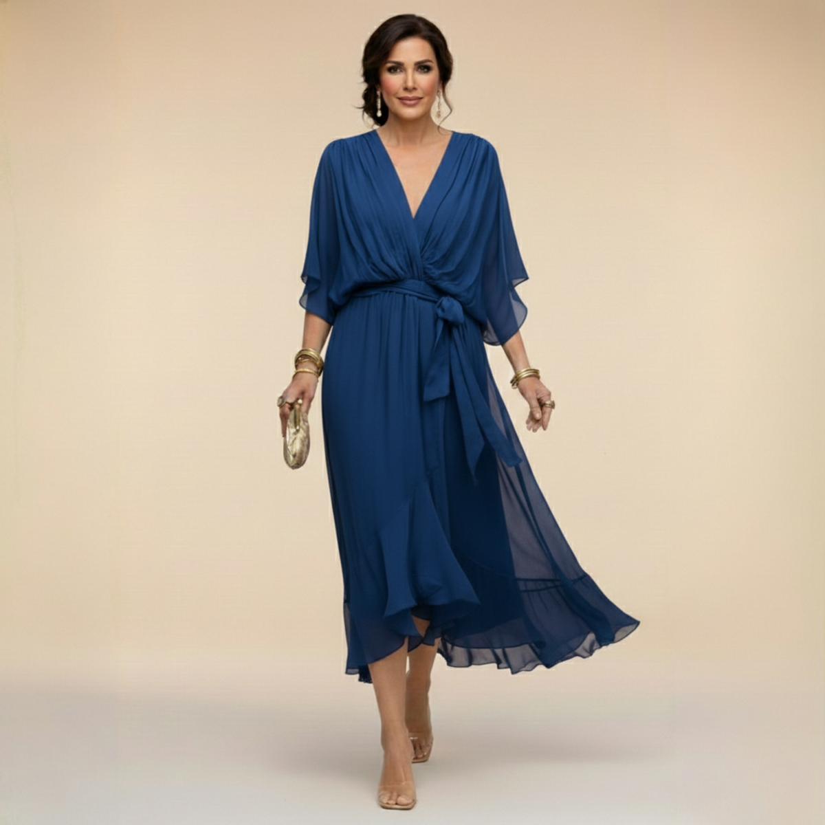 Vienna | Olive Wrap Long Sleeve Maxi Dress