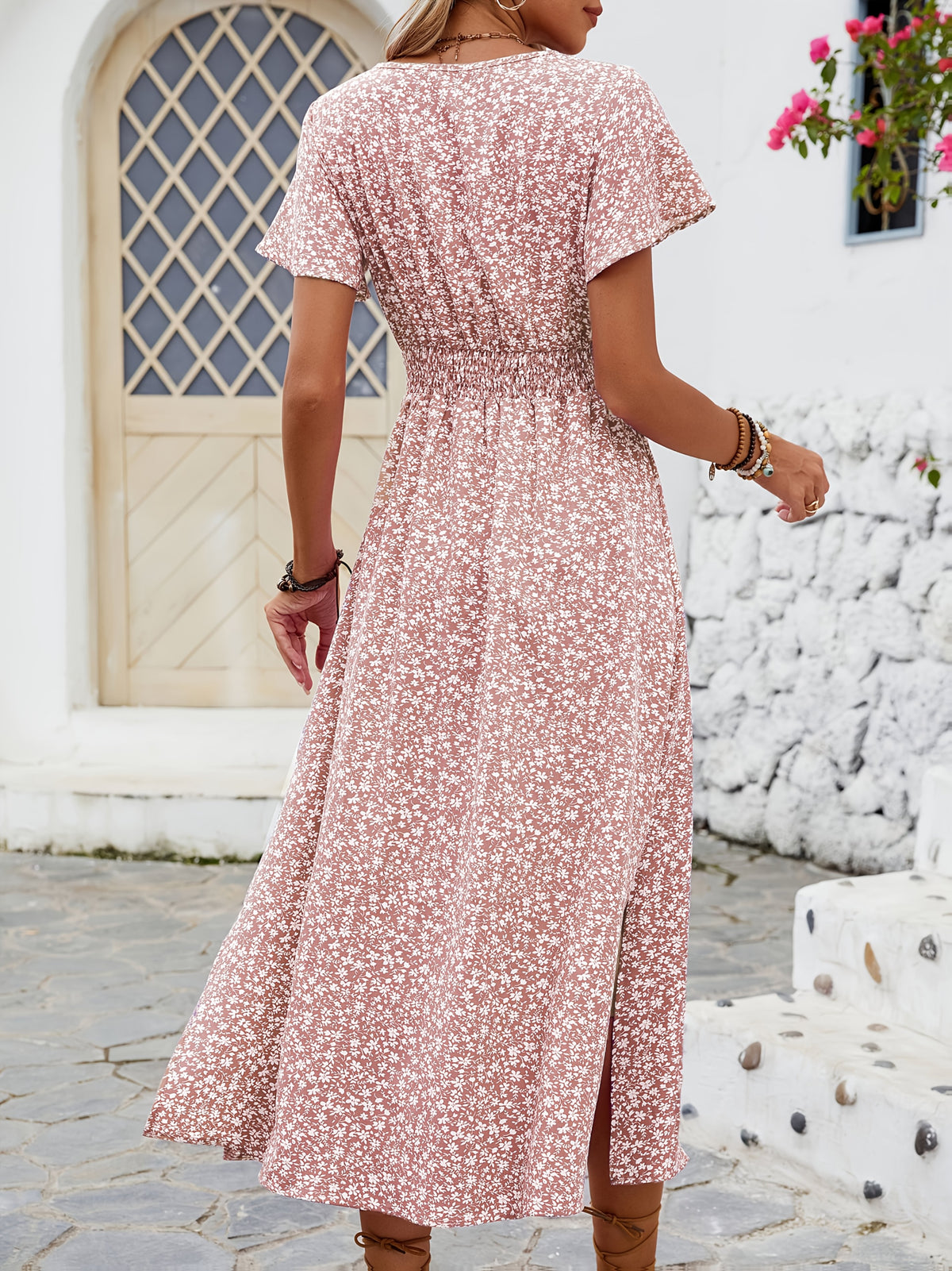 Cordelia | Lavender Floral Slit Maxi Dress