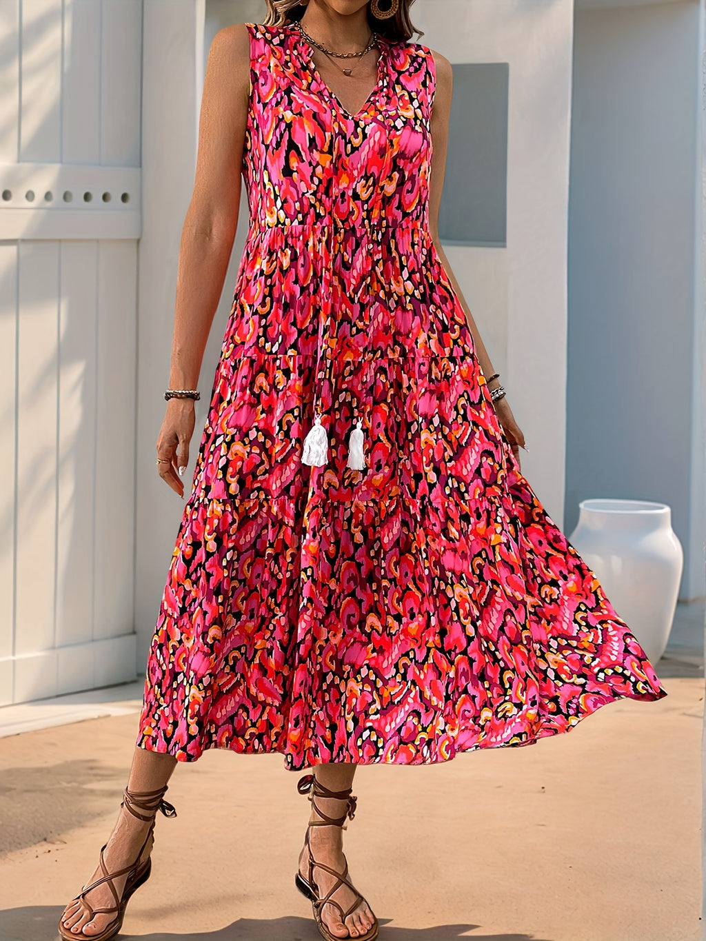 Elowen | Green Tropical Print Maxi Dress