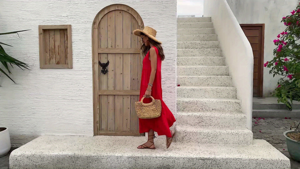 Imogen | Red Layered Maxi Dress