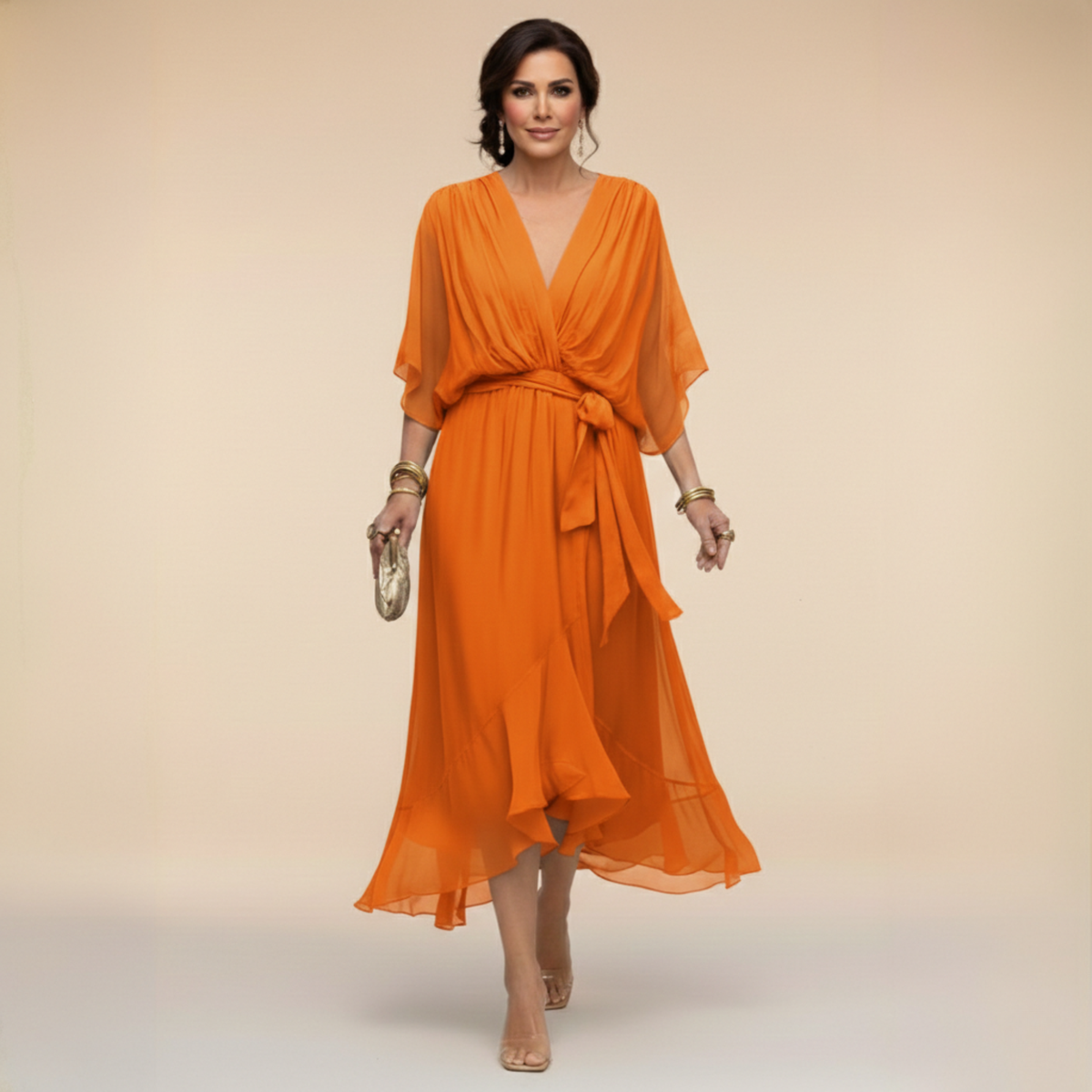 Vienna | Olive Wrap Long Sleeve Maxi Dress