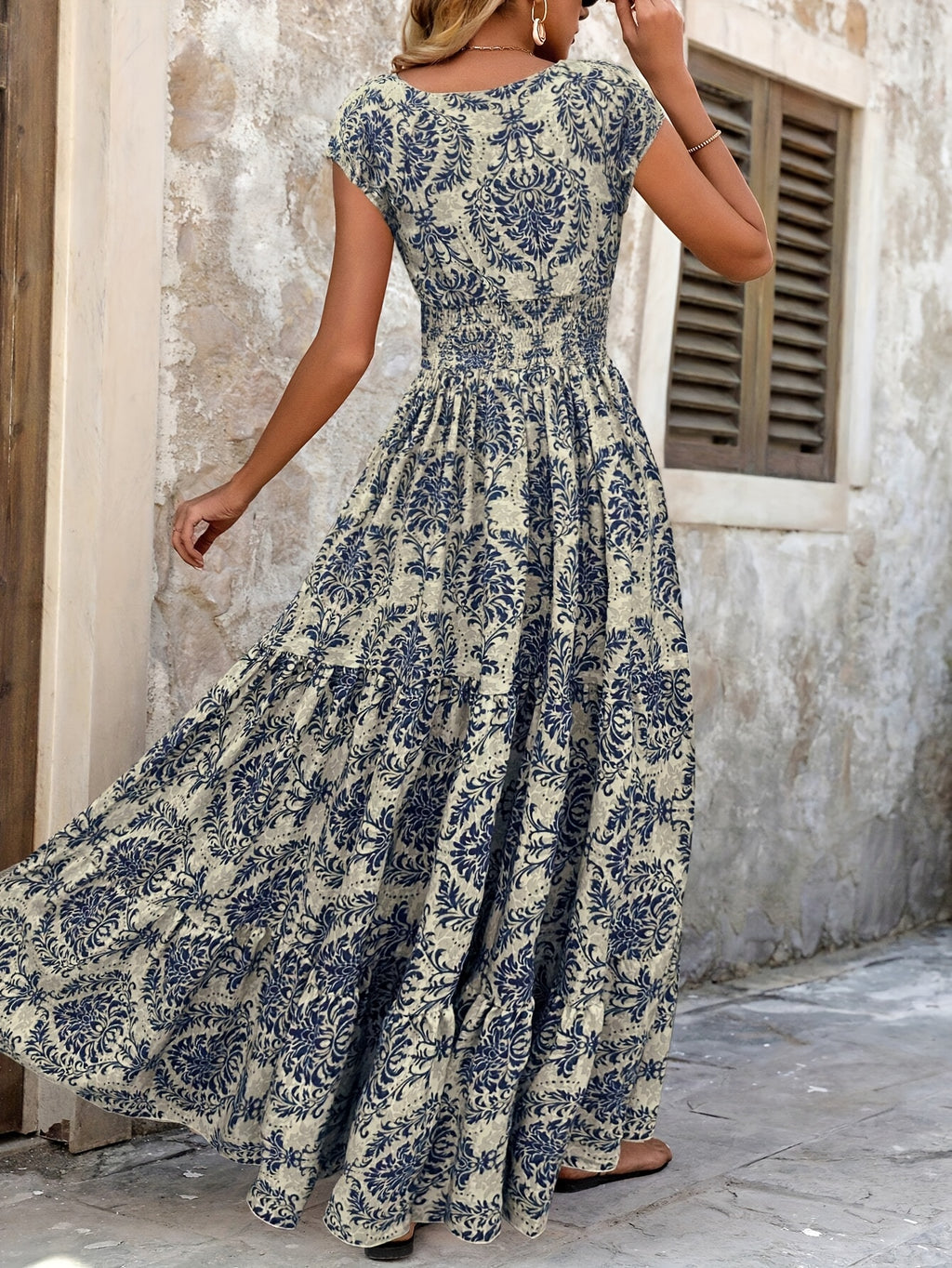 Primrose | Green Floral Tiered Maxi Dress
