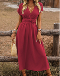 Tamsin | Red Wrap Midi Dress