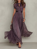 Xiomara | Purple Keyhole Chiffon Maxi Dress