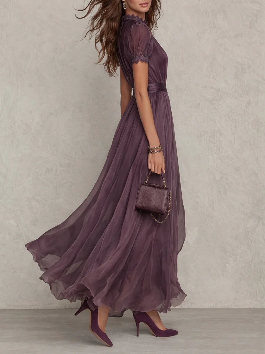 Xiomara | Purple Keyhole Chiffon Maxi Dress