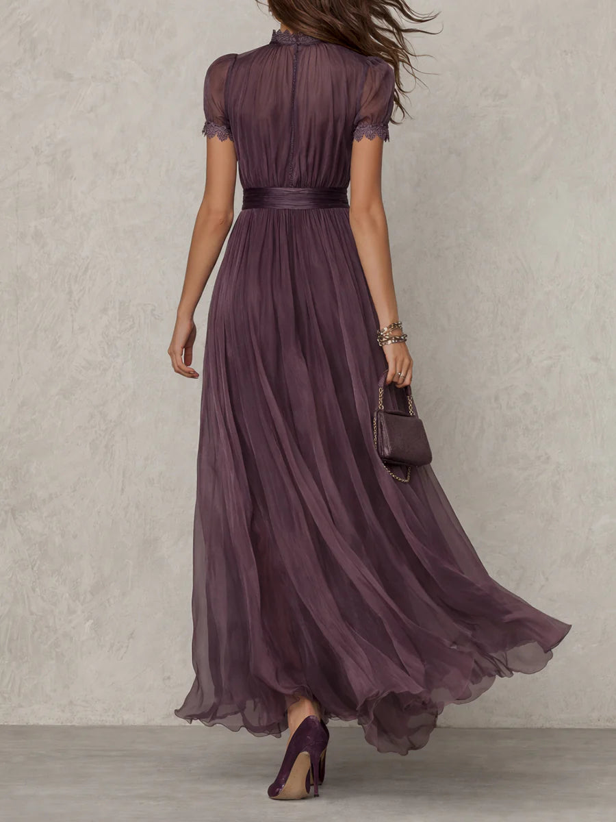 Xiomara | Purple Keyhole Chiffon Maxi Dress