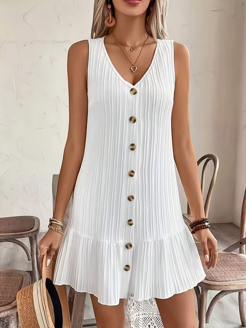 Lucille | White Ribbed Mini Dress