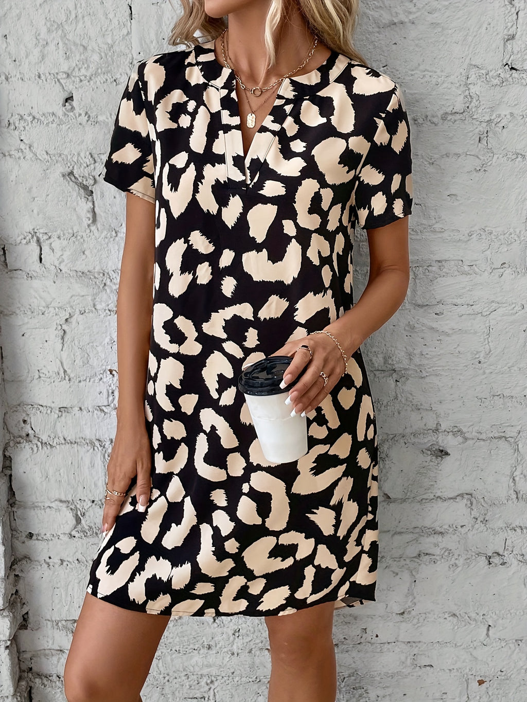 Penelope | Leopard Print Shirt Midi Dress