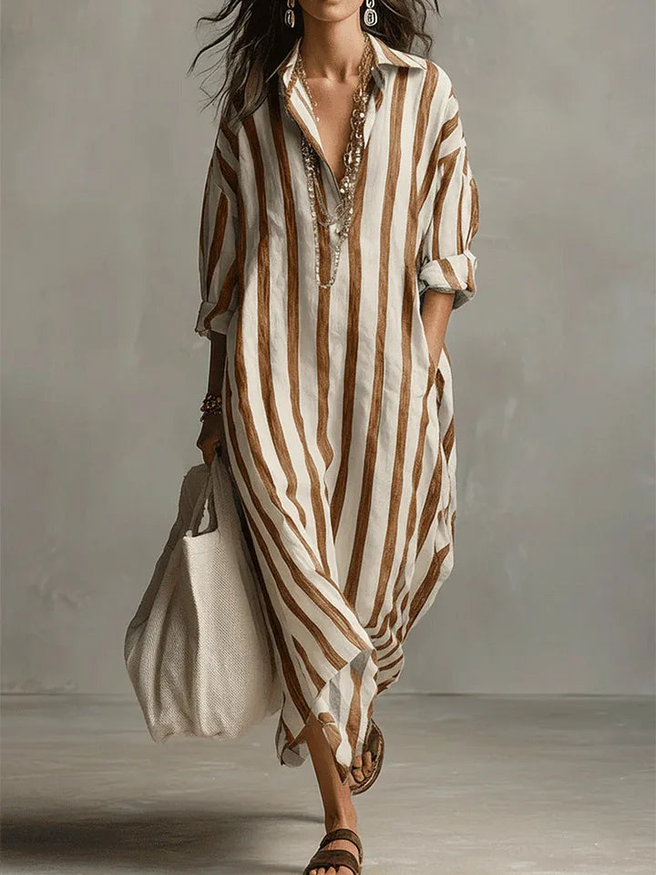 Ottilie | Blue Striped Shirt Maxi Dress