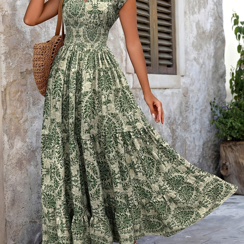 Primrose | Green Floral Tiered Maxi Dress