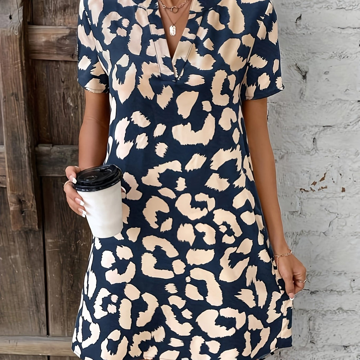 Penelope | Leopard Print Shirt Midi Dress