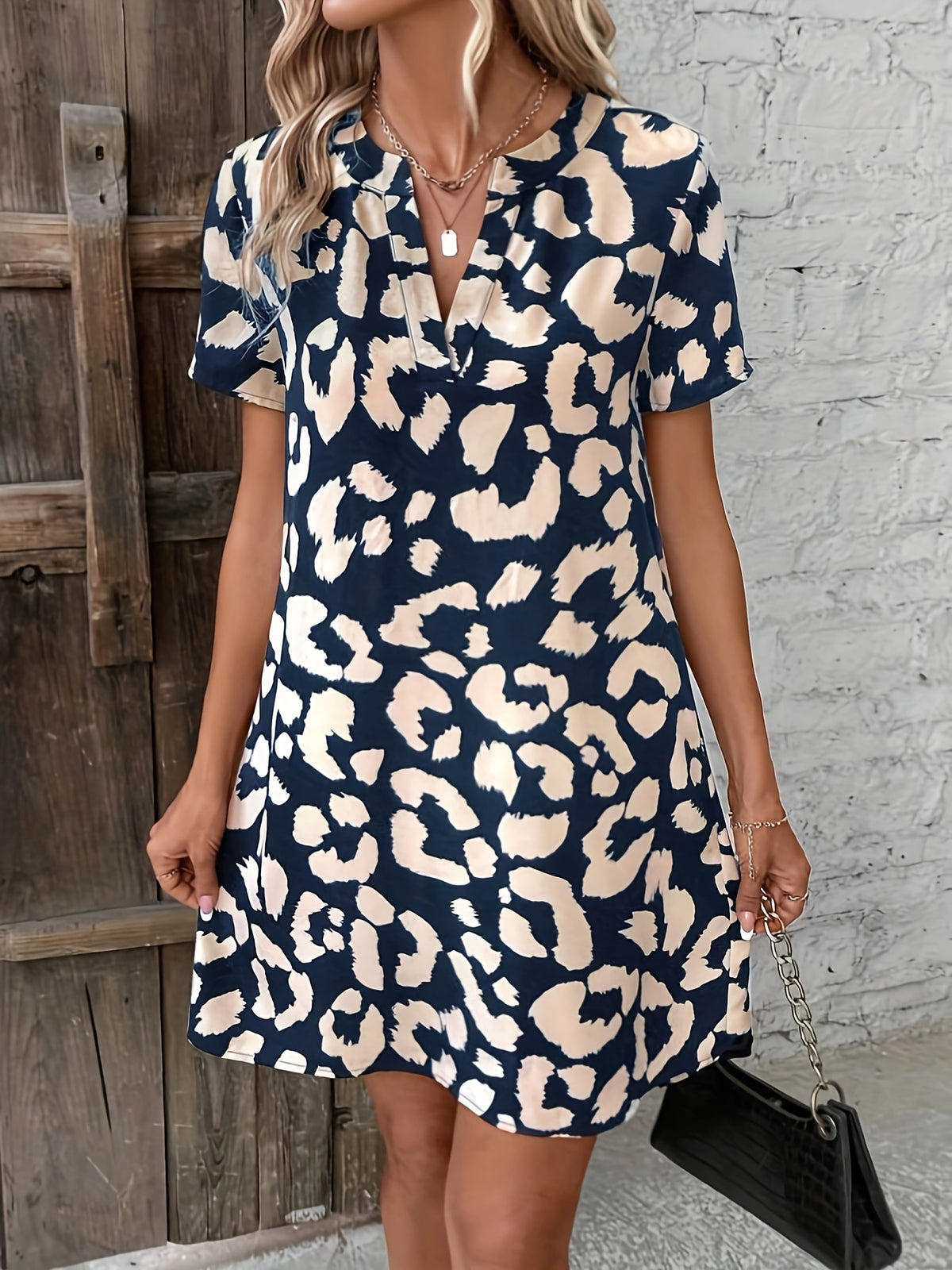 Penelope | Leopard Print Shirt Midi Dress