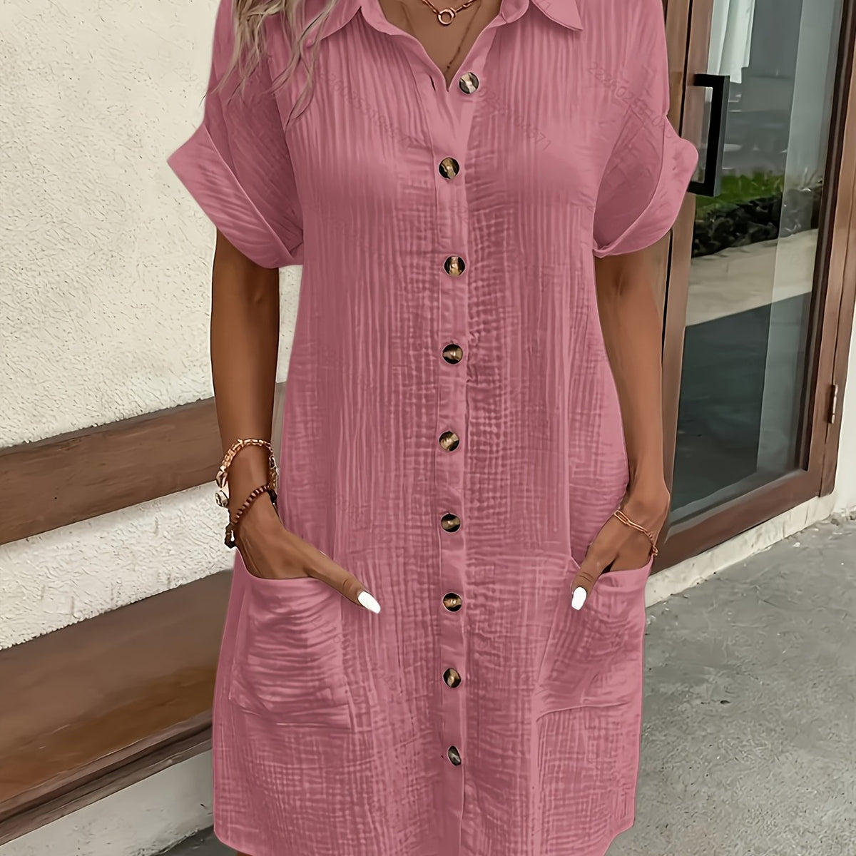 Camille | Blue Button-Front Midi Dress