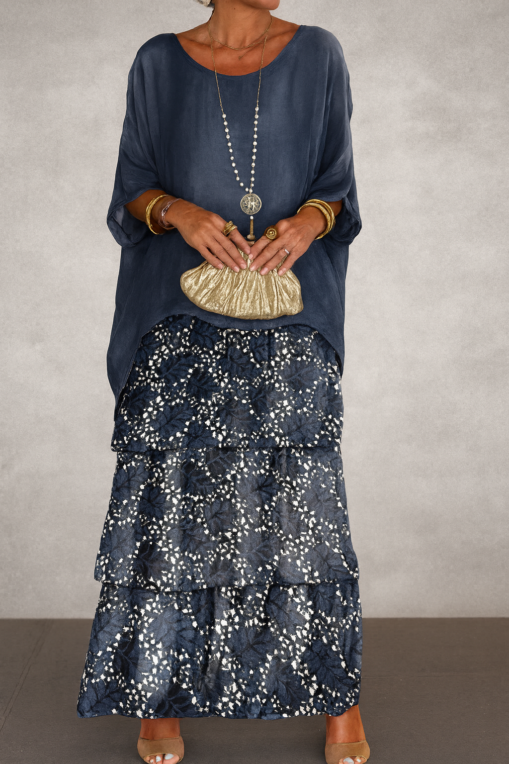 Marceline | Black Bohemian Flutter Maxi Dress
