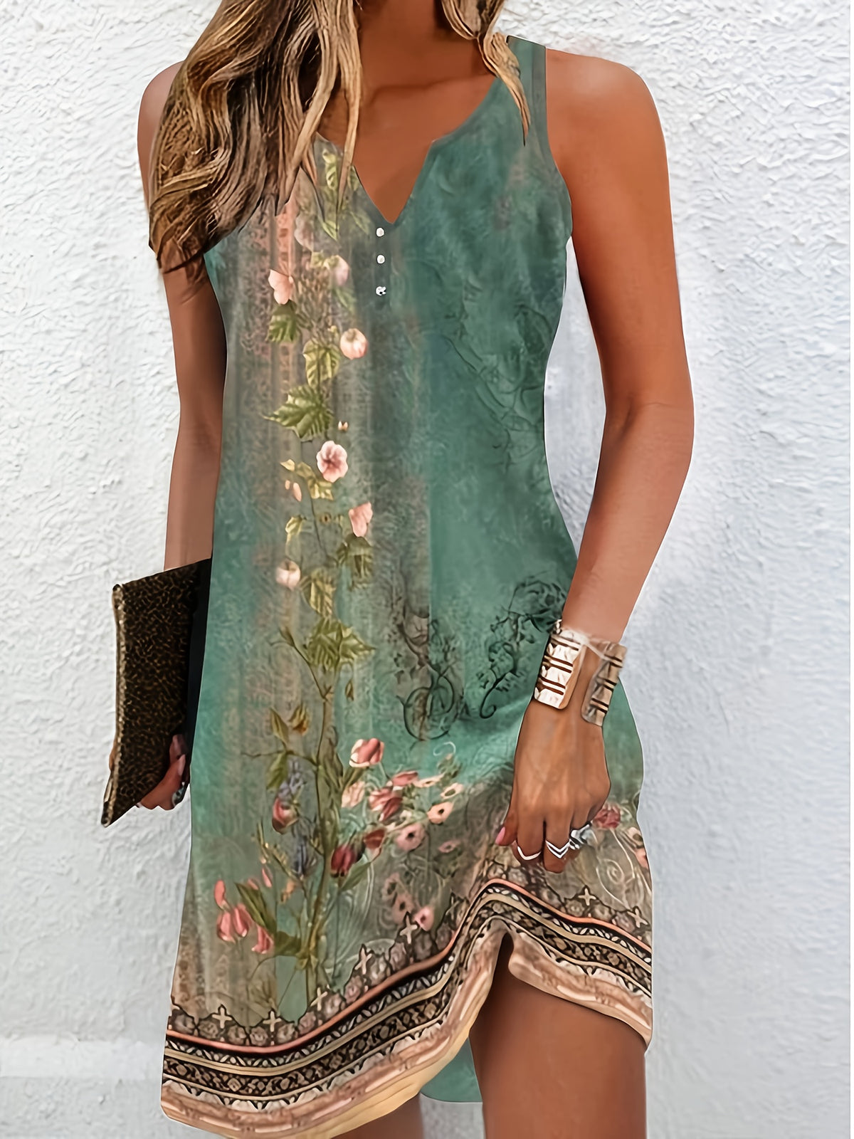 Lavinia | Green Floral Midi Dress