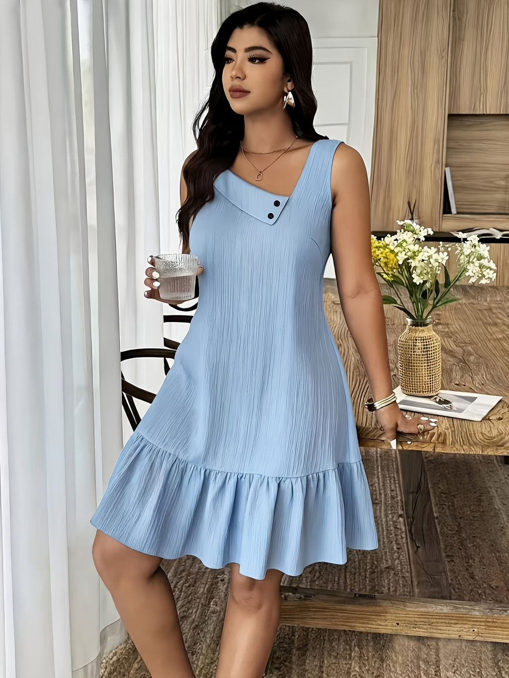 Odette | Navy Striped Midi Dress