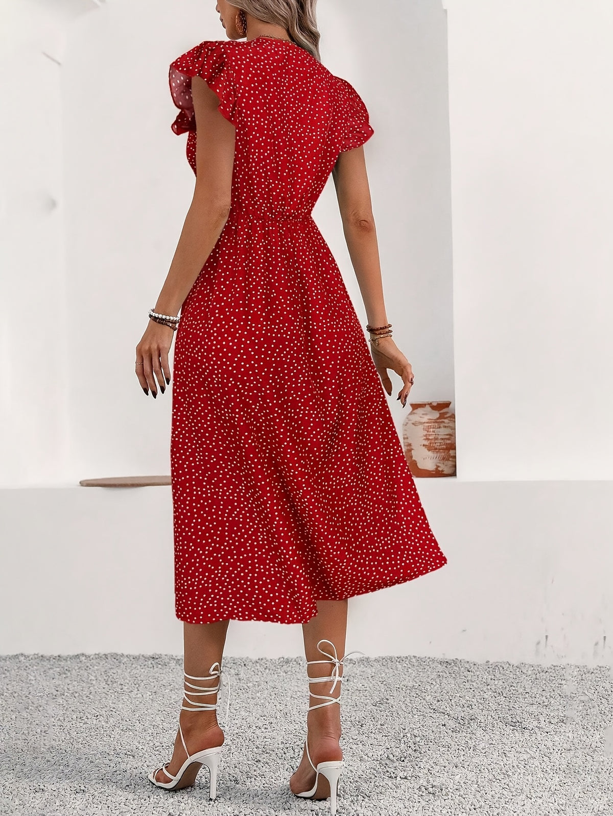 Persephone | Polka Dot Ruffle Maxi Dress