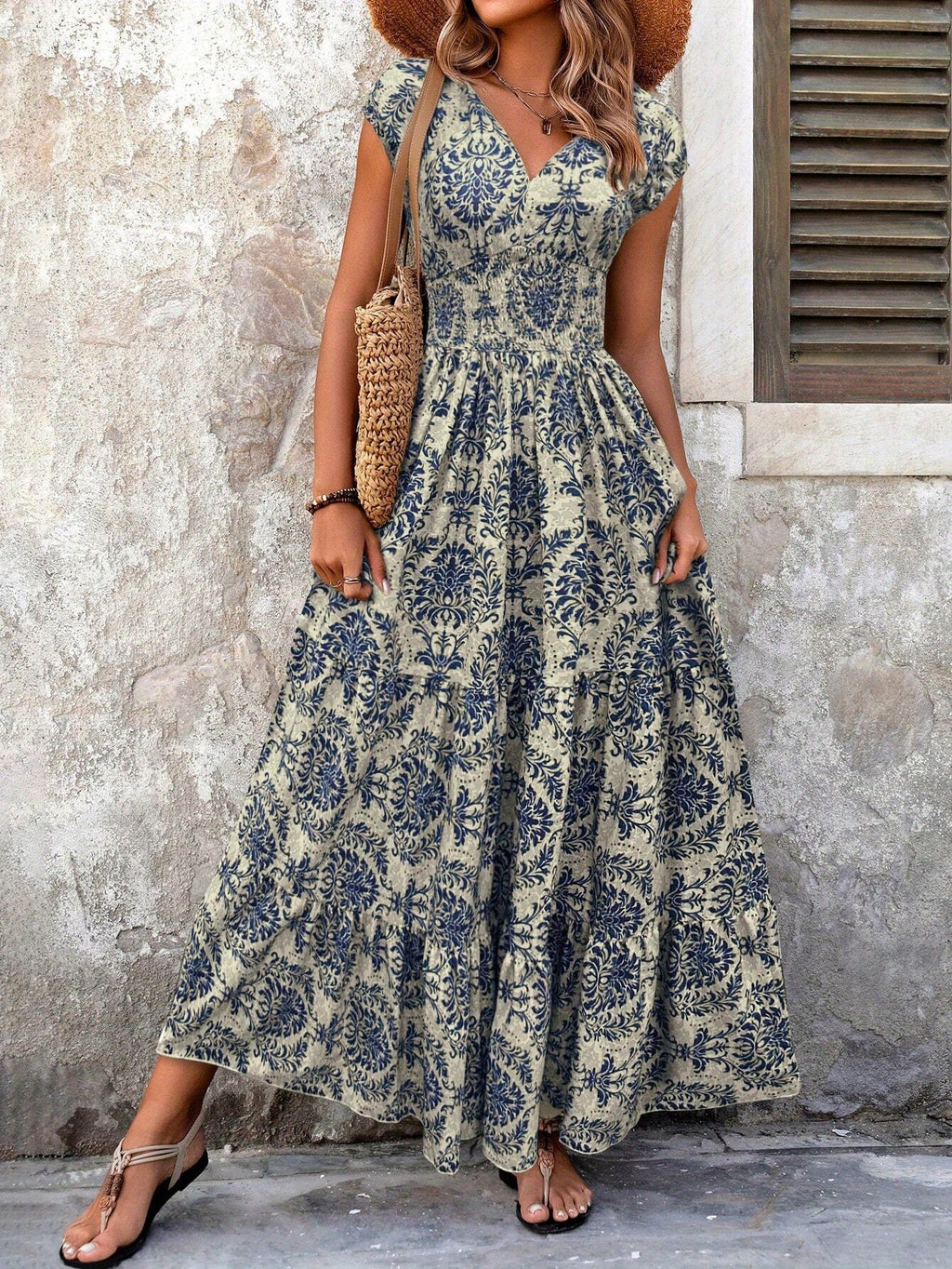 Primrose | Green Floral Tiered Maxi Dress