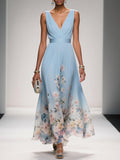 Harper | Blue Floral Wedding Guest Maxi Dress