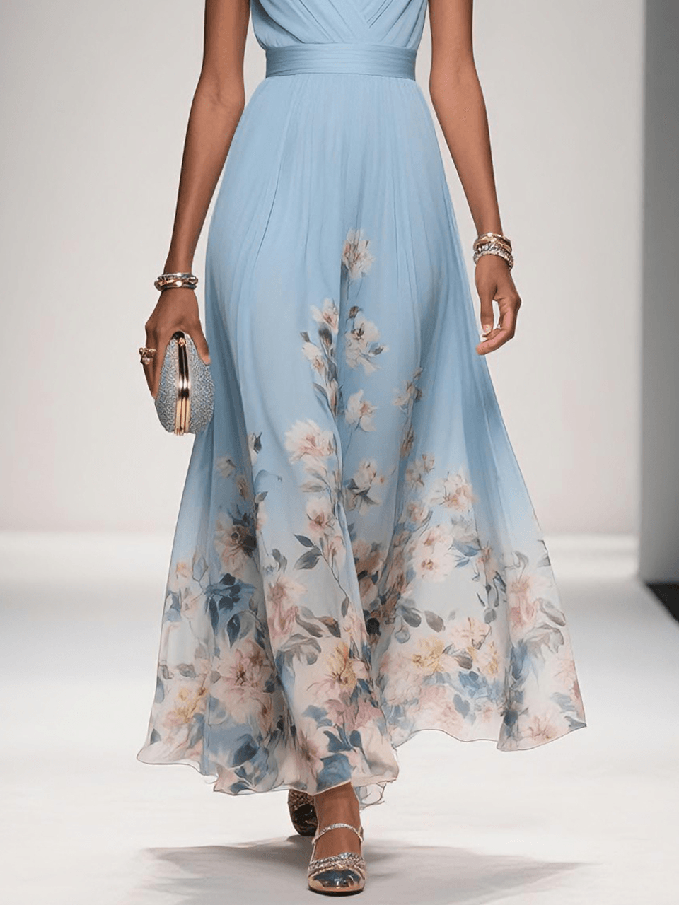 Harper | Blue Floral Wedding Guest Maxi Dress
