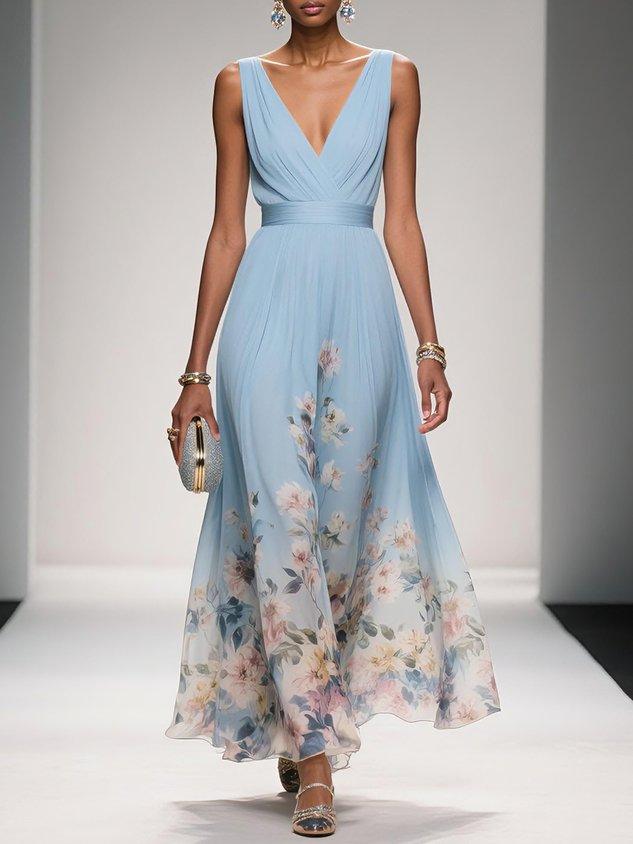 Harper | Blue Floral Wedding Guest Maxi Dress