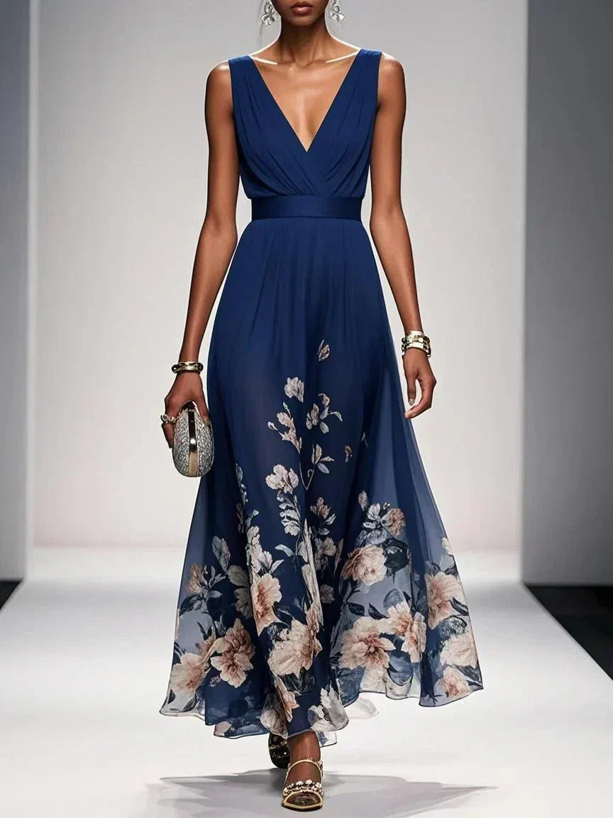 Harper | Blue Floral Wedding Guest Maxi Dress