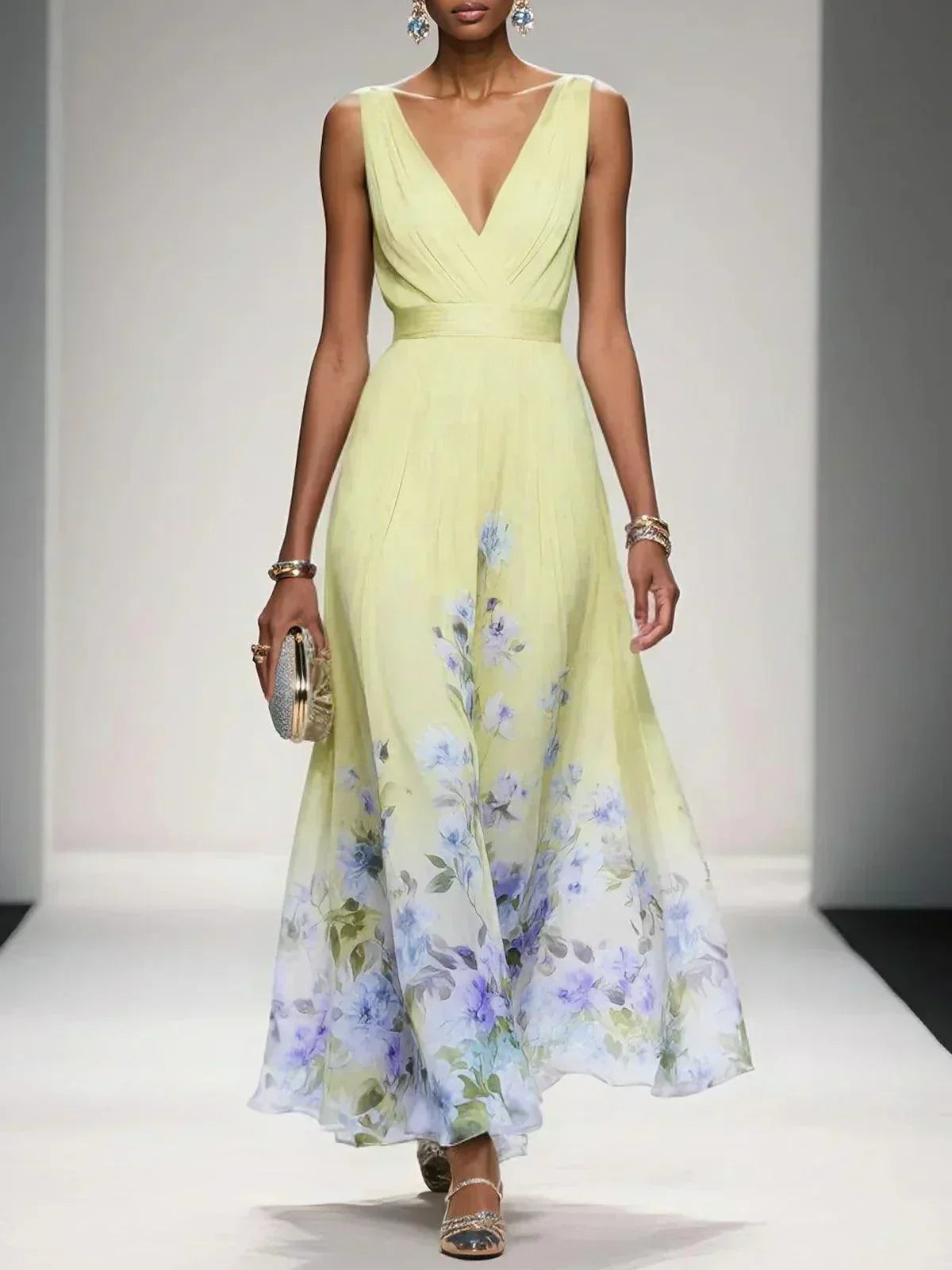 Harper | Blue Floral Wedding Guest Maxi Dress
