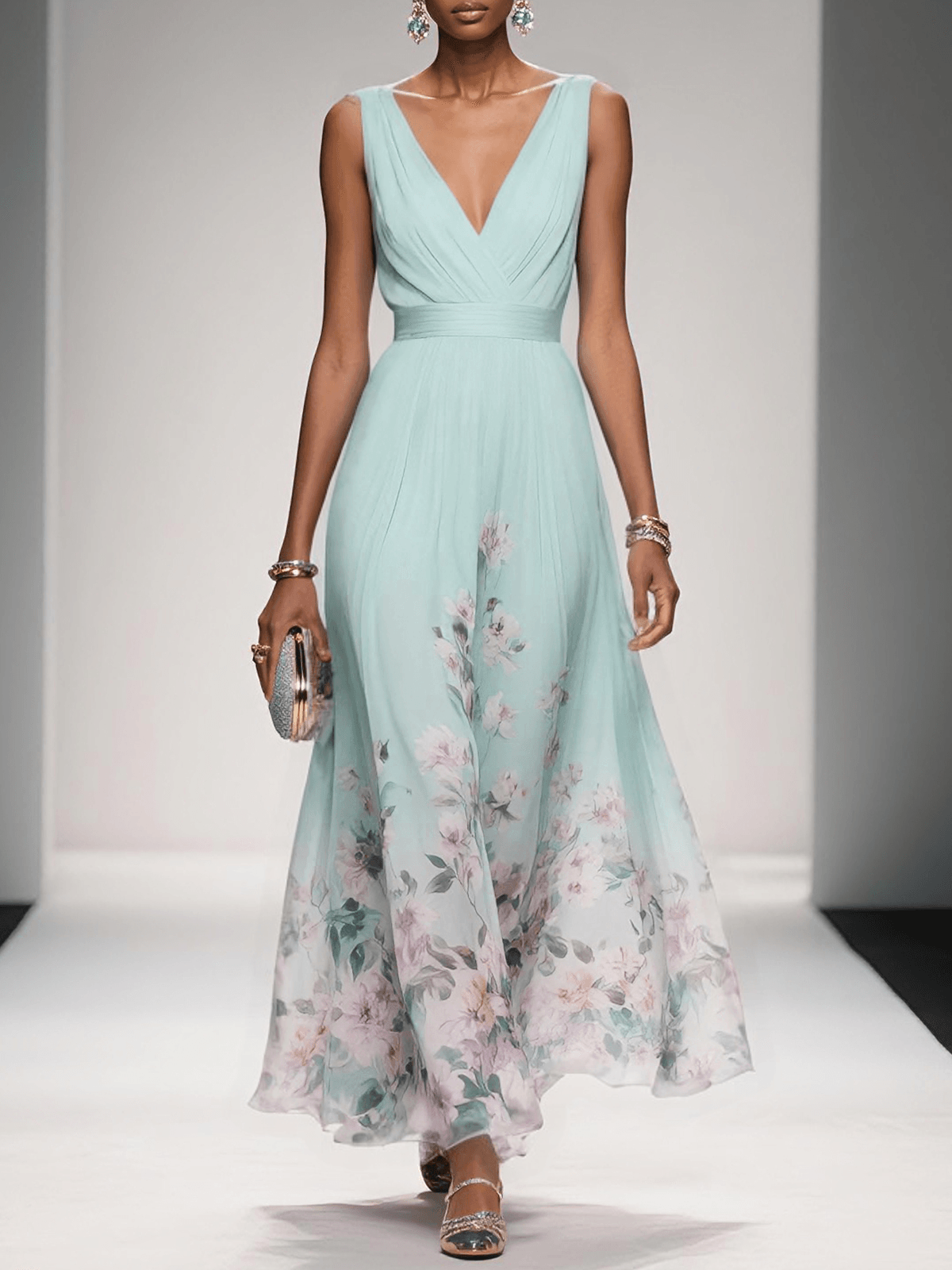 Harper | Blue Floral Wedding Guest Maxi Dress